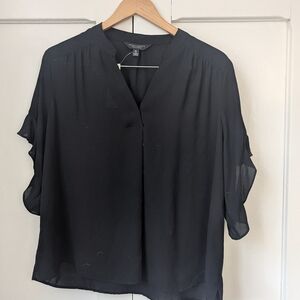 Investments Black Dolman Sleeve Blouse with Mandarin Collar